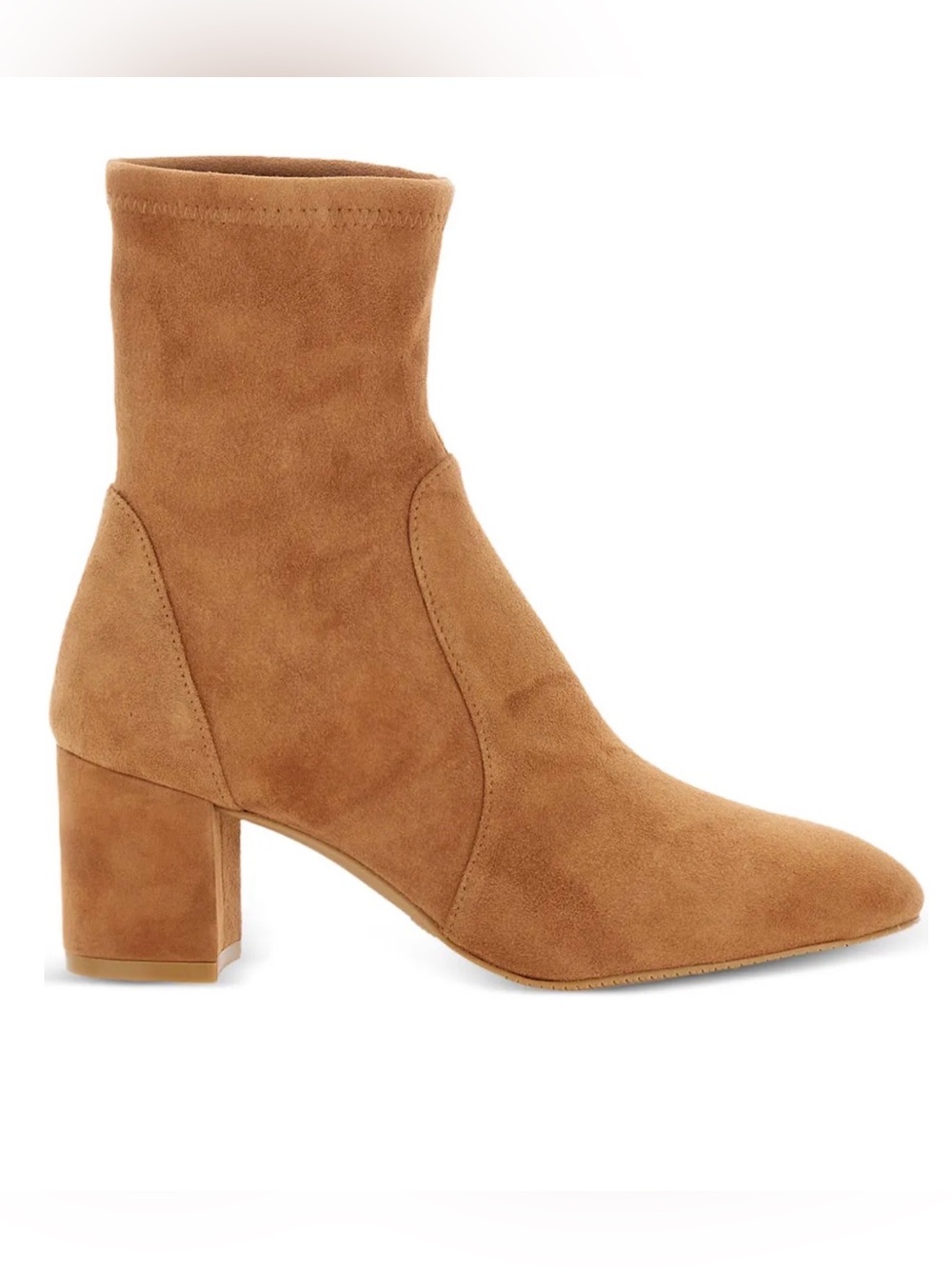 Stuart Weitzman Yuliana 60 Size 12 Mid Calf Camel Suede Capsule Sock Booties